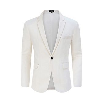 Men's Casual Sport Coat Lightweight Linen Blazer One Button Business Suit Jackets