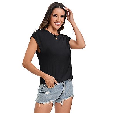 Womens Solid Knitted Sleeveless Button Vest Round Neck Sweater Pullover Thin Tank Tops Casual