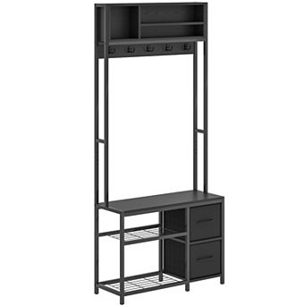 HOMCOM Hall Tree with Bench, 5-in-1 Entryway Bench with Coat Rack