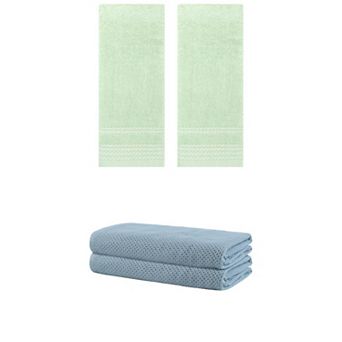 4 Pack Striped Hand Towel Set, Comfort and Quick Drying Towels for Bathroom, 14"x30"&28"x56"