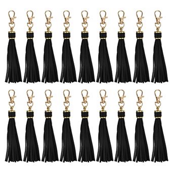 18 pc PU Leather Tassels, 5.9 Inch Keychain Tassel Charm with Lobster Swivel for Handbag DIY Crafts