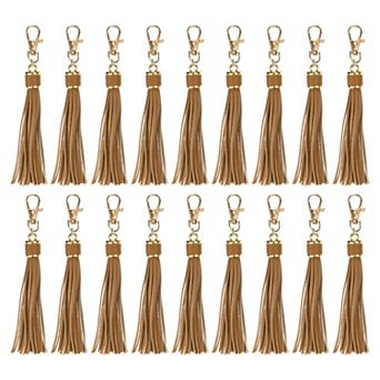 18 pc PU Leather Tassels, 5.9 Inch Keychain Tassel Charm with Lobster Swivel for Handbag DIY Crafts