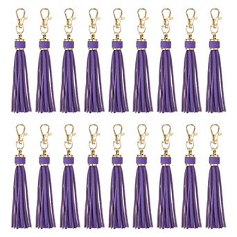 18 pc PU Leather Tassels, 5.9 Inch Keychain Tassel Charm with Lobster Swivel for Handbag DIY Crafts