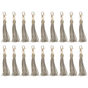 18 pc PU Leather Tassels, 5.9 Inch Keychain Tassel Charm with Lobster Swivel for Handbag DIY Crafts