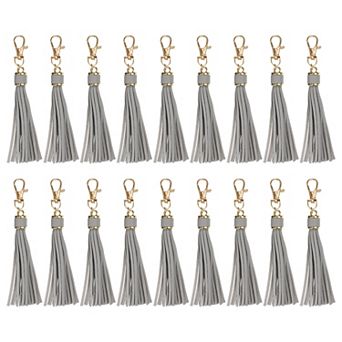 18 pc PU Leather Tassels, 5.9 Inch Keychain Tassel Charm with Lobster Swivel for Handbag DIY Crafts