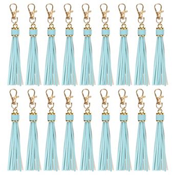18 pc PU Leather Tassels, 5.9 Inch Keychain Tassel Charm with Lobster Swivel for Handbag DIY Crafts