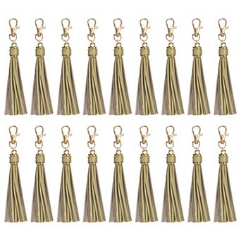 18 pc PU Leather Tassels, 5.9 Inch Keychain Tassel Charm with Lobster Swivel for Handbag DIY Crafts