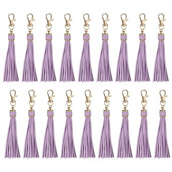 18 pc PU Leather Tassels, 5.9 Inch Keychain Tassel Charm with Lobster Swivel for Handbag DIY Crafts