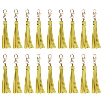 18 pc PU Leather Tassels, 5.9 Inch Keychain Tassel Charm with Lobster Swivel for Handbag DIY Crafts