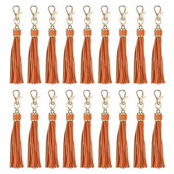 18 pc PU Leather Tassels, 5.9 Inch Keychain Tassel Charm with Lobster Swivel for Handbag DIY Crafts