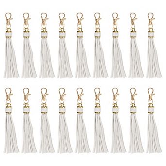 18 pc PU Leather Tassels, 5.9 Inch Keychain Tassel Charm with Lobster Swivel for Handbag DIY Crafts