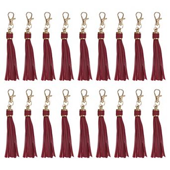 18 pc PU Leather Tassels, 5.9 Inch Keychain Tassel Charm with Lobster Swivel for Handbag DIY Crafts