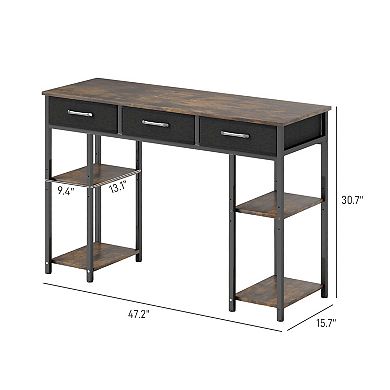 HOMCOM Small Writing Desk, Computer Desk with Fabric Drawers