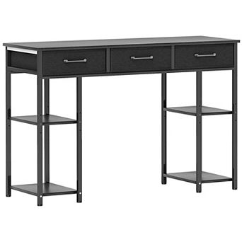 HOMCOM Small Writing Desk, Computer Desk with Fabric Drawers