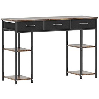 HOMCOM Small Writing Desk, Computer Desk with Fabric Drawers