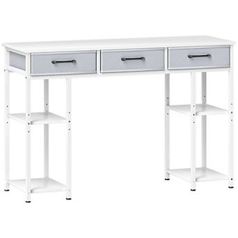HOMCOM Small Writing Desk, Computer Desk with Fabric Drawers,