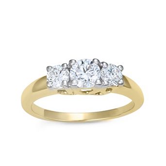 HDI 10k Gold 1 Carat T.W. Lab-Grown Diamond 3-Stone Ring