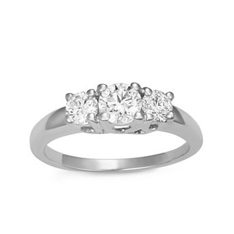 HDI 10k Gold 1 Carat T.W. Lab-Grown Diamond 3-Stone Ring