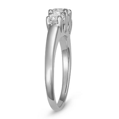 HDI 10k Gold 1 Carat T.W. Lab-Grown Diamond 3-Stone Ring