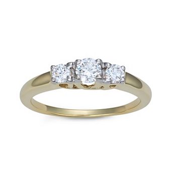 HDI 10k Gold 1/2 Carat T.W. 3-Stone Lab-Grown Diamond Ring
