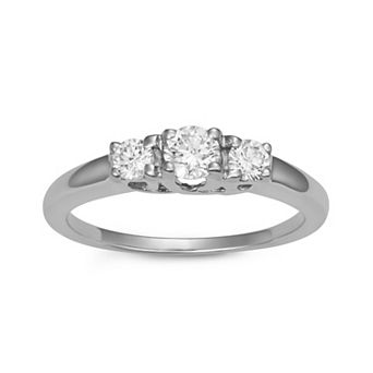 HDI 10k Gold 1/2 Carat T.W. 3-Stone Lab-Grown Diamond Ring