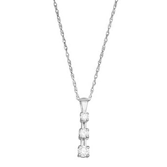 HDI 10k Gold 1/4 Carat T.W. 3-Stone Pendant Necklace