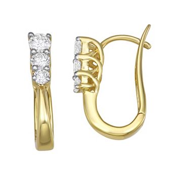HDI 10k Gold 1/2 Carat T.W. Lab-Grown Diamond Huggie Hoop Earrings