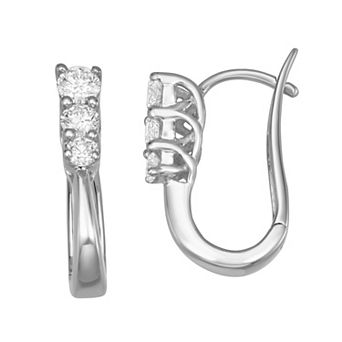 HDI 10k Gold 1/2 Carat T.W. Lab-Grown Diamond Huggie Hoop Earrings