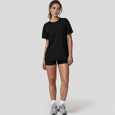 Women's Relaxed Fit Crew Neck T-Shirt with Short Sleeves and Soft Stretch Fabric