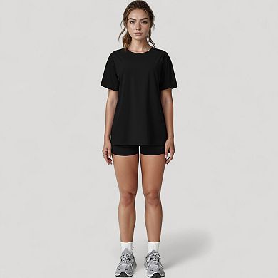 Women's Relaxed Fit Crew Neck T-Shirt with Short Sleeves and Soft Stretch Fabric