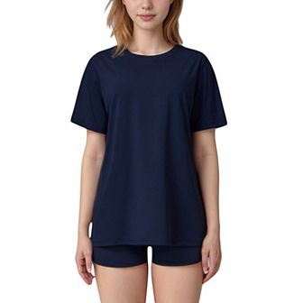 Women's Relaxed Fit Crew Neck T-Shirt with Short Sleeves and Soft Stretch Fabric