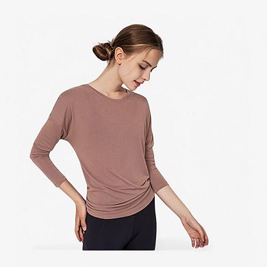 Women's Long Sleeve Twist Back Open Back Active Top