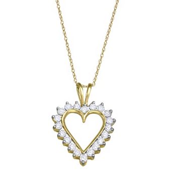 HDI 10k Gold 3/4 Carat T.W. Lab-Grown Diamond Heart Pendant Necklace
