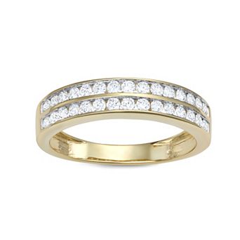 HDI 10k Gold 1/2 Carat T.W. Lab-Grown Diamond Double Row Band Ring