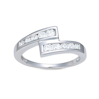 HDI 10k White Gold 1/2 Carat T.W. Lab-Grown Diamond Bypass Ring