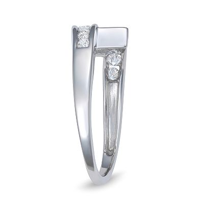 HDI 10k White Gold 1/2 Carat T.W. Lab-Grown Diamond Bypass Ring