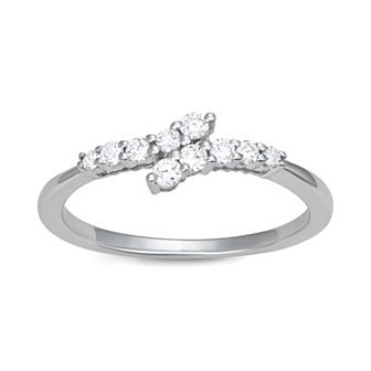 HDI 10k White Gold 1/4 Carat T.W. Lab-Grown Diamond Bypass Ring