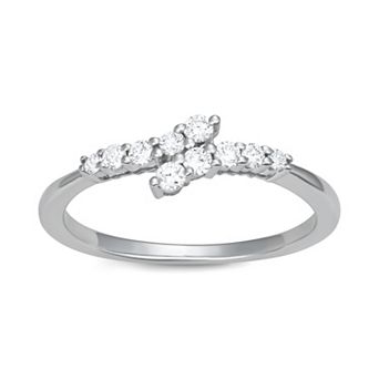 HDI 10k White Gold 1/4 Carat T.W. Lab-Grown Diamond Bypass Ring