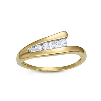 HDI 10k Gold 1/4 Carat T.W. Lab-Grown Diamond Journey Ring