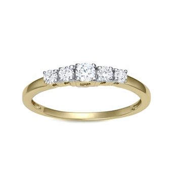 HDI 10k Gold 1/3 Carat T.W. 5-Stone Lab-Grown Diamond Ring