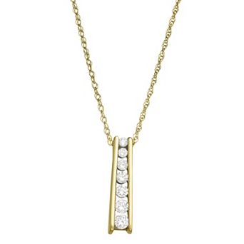 HDI 10k Gold 1/5 Carat T.W. Lab-Grown Diamond Journey Pendant Necklace