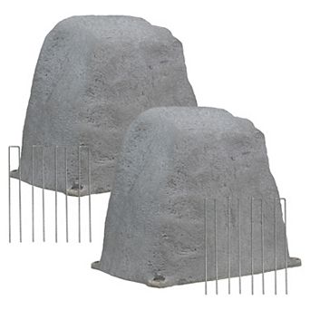 Sunnydaze Outdoor Polyresin Landscape Rock Septic Cover with Stakes - 2-Pack