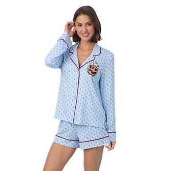 Women's Beauty Sleep Social Peanuts Halloween 2 pc Cozy Pajama Top & Pajama Boxer Set