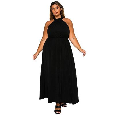 fitted lace wedding dress Plus Size Halter Neck Maxi Dress main image 0