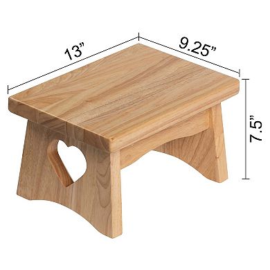eHemco Rectangular Solid Hardwood Step Stool for Adults and Kids, 7.5 Inches