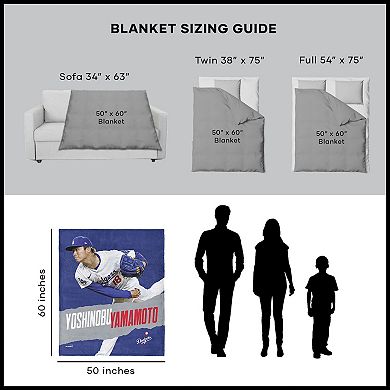 Los Angeles Dodgers Yoshinobu Yamamoto Silk Touch Throw Blanket
