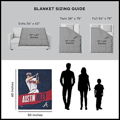 Atlanta Braves Austin Riley Silk Touch Sherpa Throw Blanket