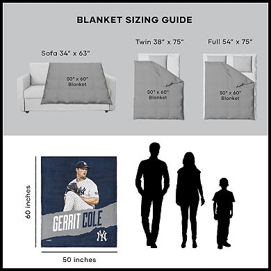New York Yankees Gerrit Cole Silk Touch Sherpa Throw Blanket
