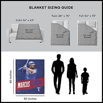 Texas Rangers Marcus Semien Silk Touch Sherpa Throw Blanket
