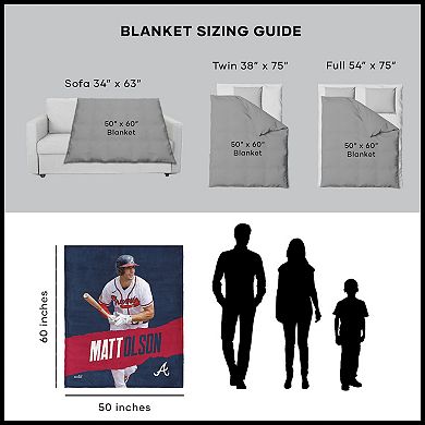Atlanta Braves Matt Olson Silk Touch Sherpa Throw Blanket